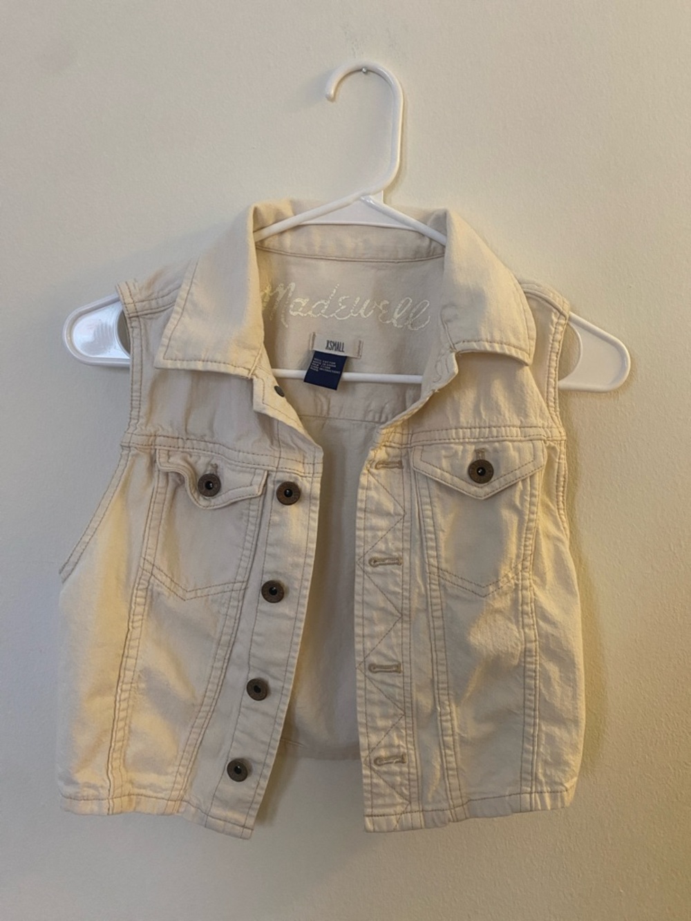 Madewell Off-White Denim Vest with Button Front